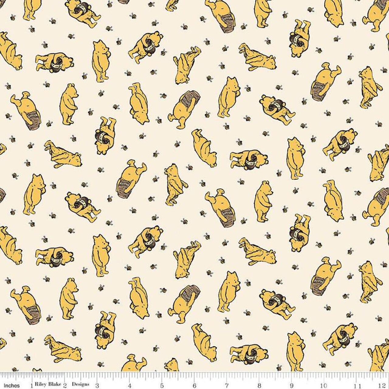 Fabric Riley Blake Cream Toss Winnie the Pooh by the Quarter Yard C17002-CREAM